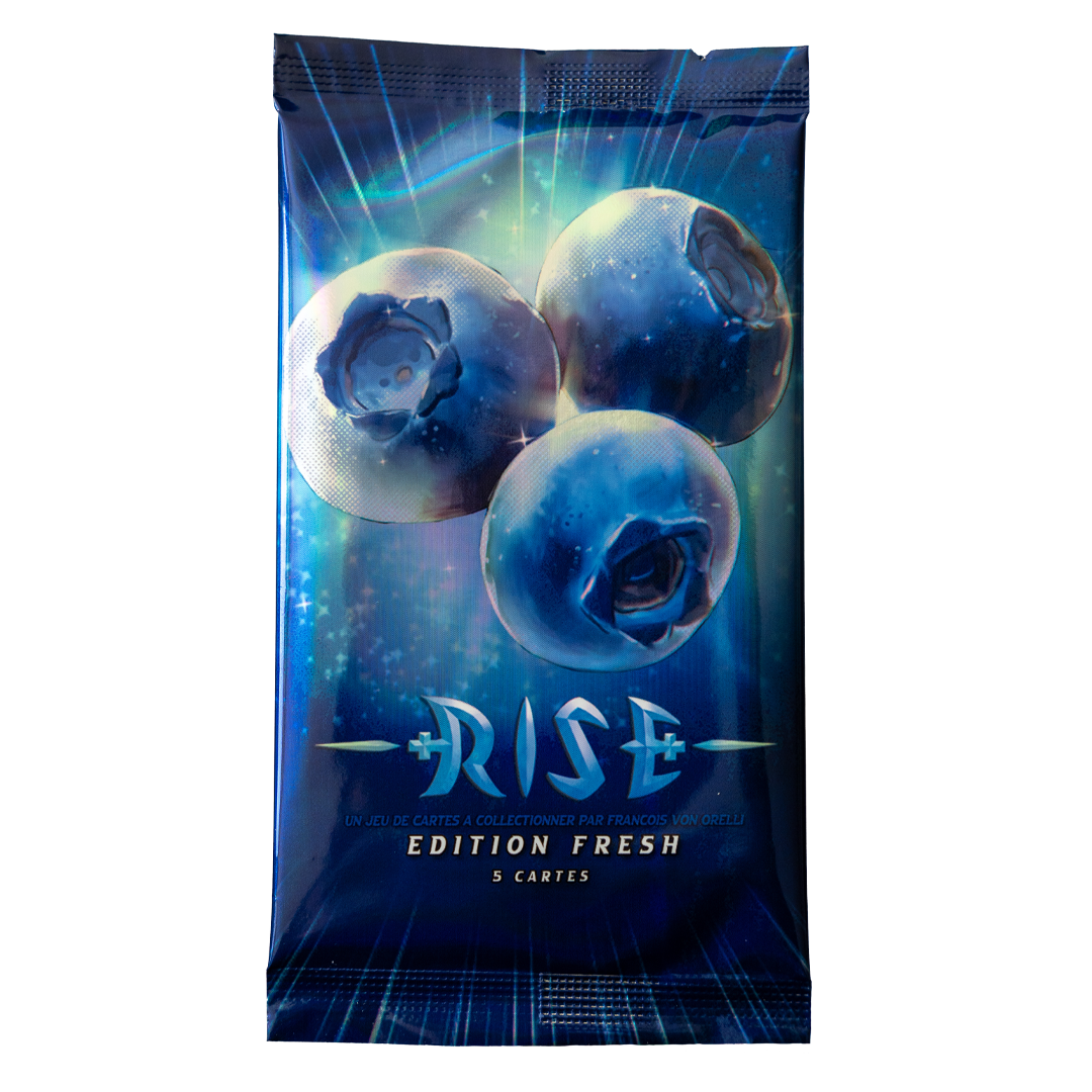 Rise TCG Fresh Edition booster pack featuring Myrthille illustration with 5 collectible cards