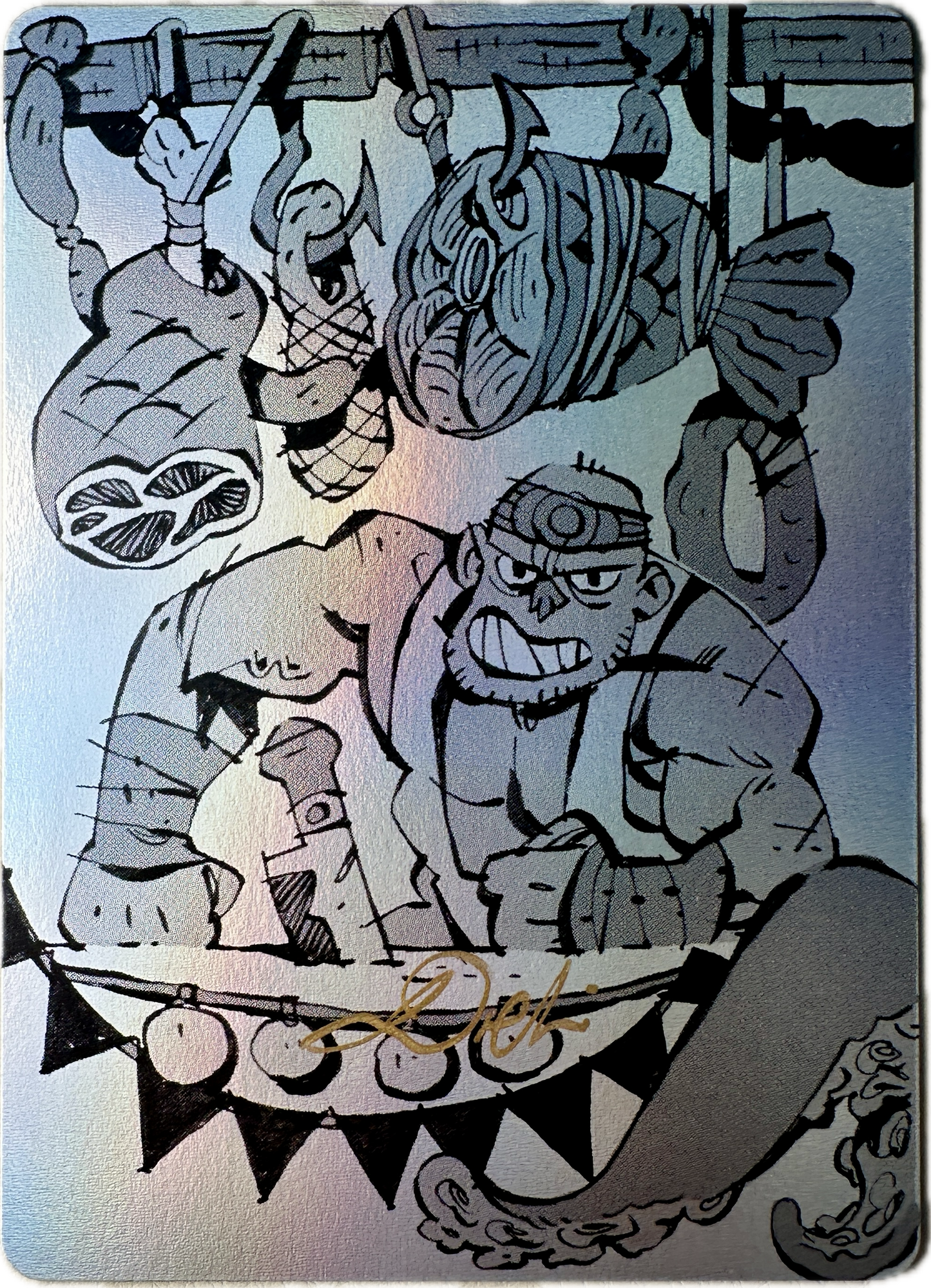 Full Art Vault Pack collectible card featuring Deal du Boucher with intricate monochrome illustration and holographic background