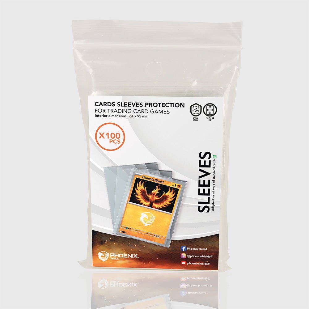Phoenix Shield sleeves booster pack of 100 transparent card protectors for trading cards