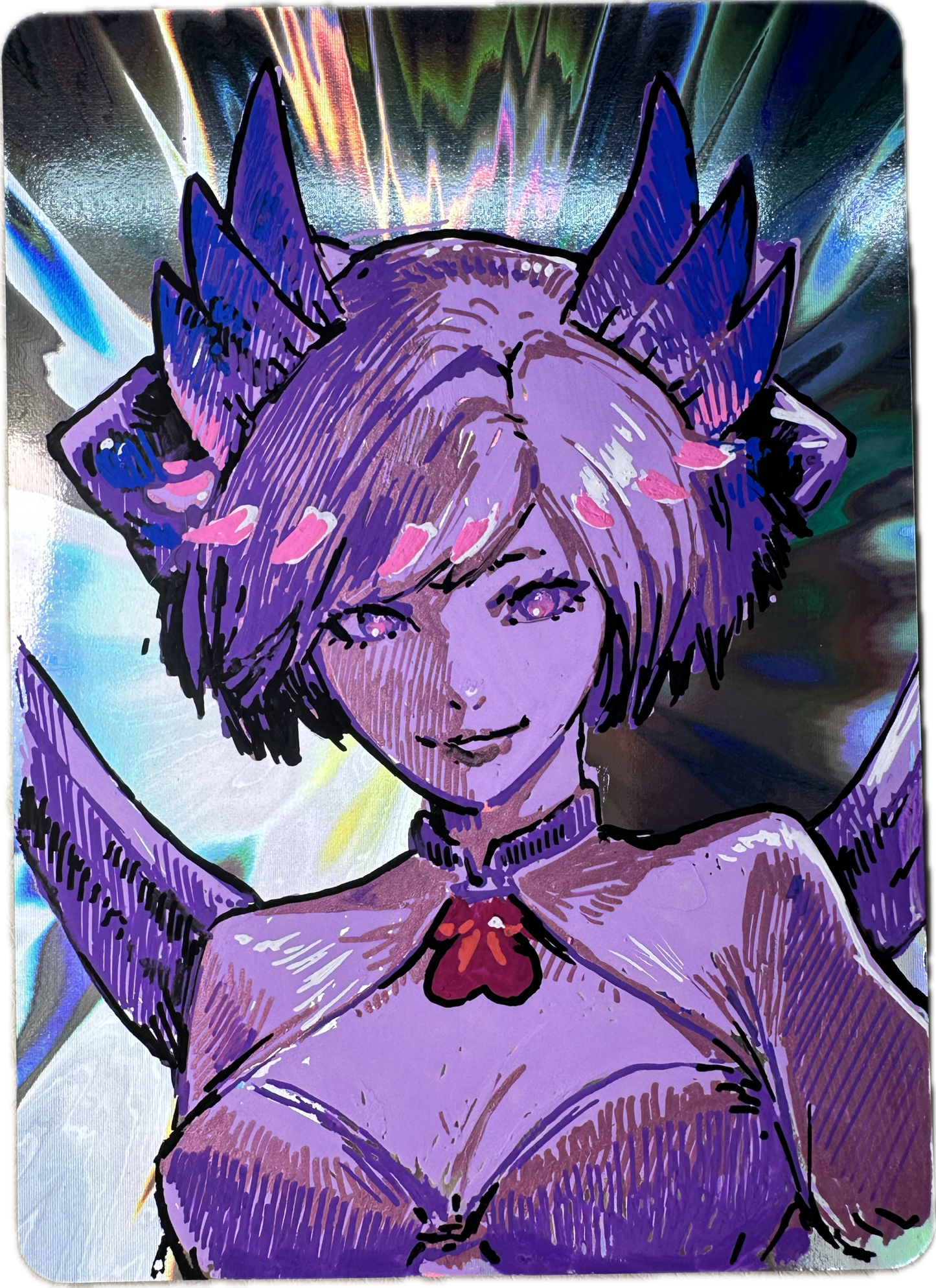 Posca Precious Pack Violetta collectible card featuring purple-haired character with wings against holographic background