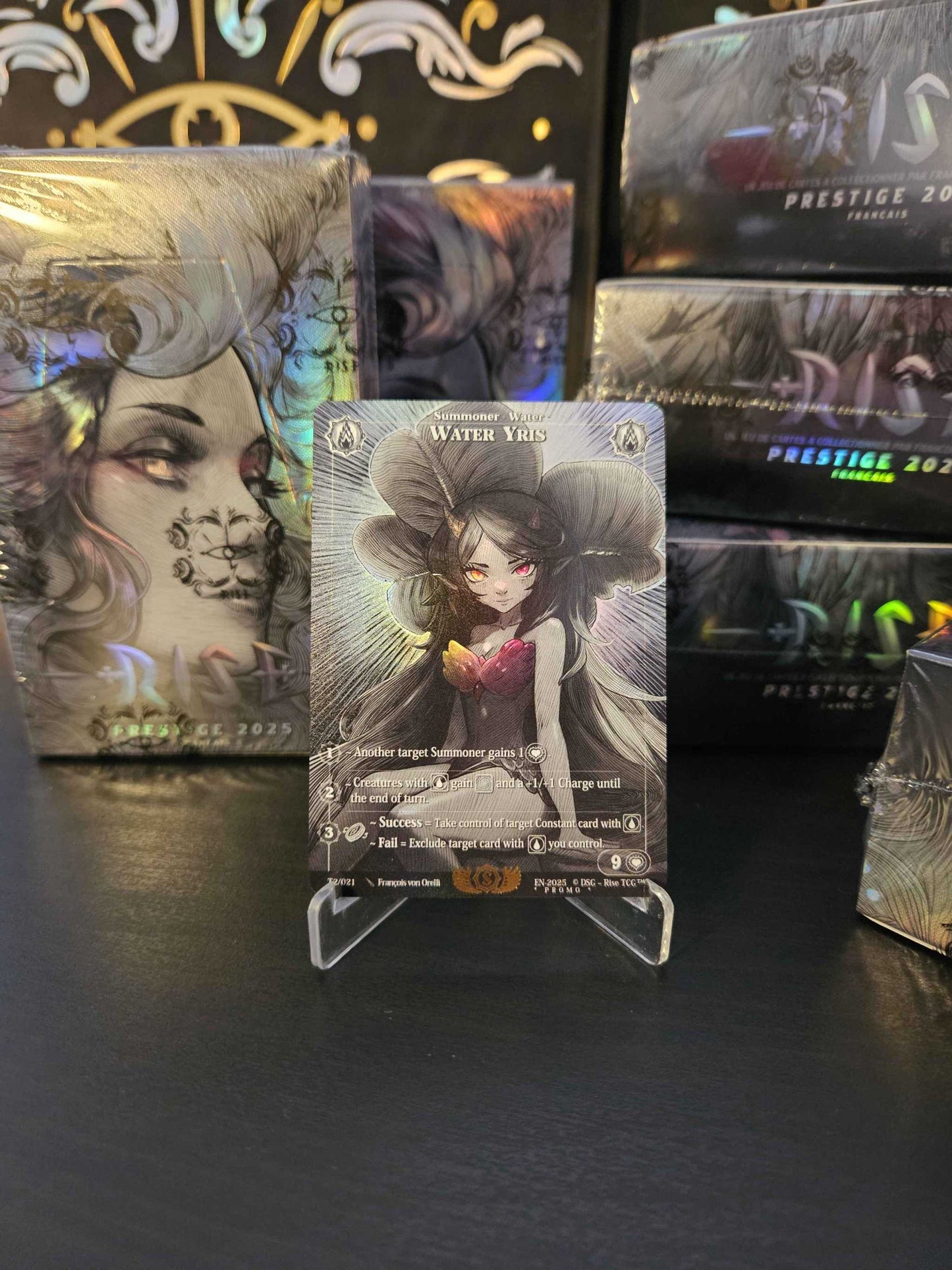 Cartes Rise TCG Display Prestige 2025 avec booster, carte promo