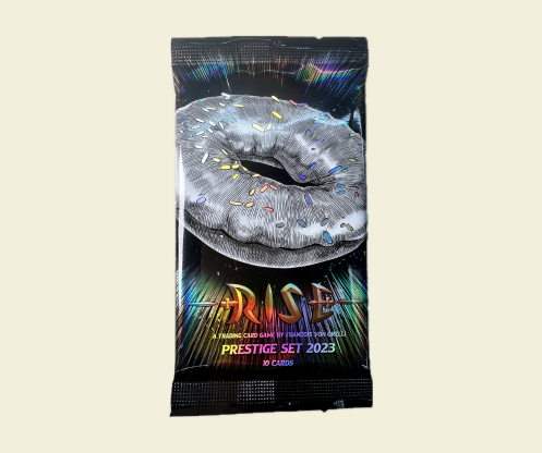 Rise TCG Booster Prestige 2023 pack with exclusive donut illustration and 10 collectible cards