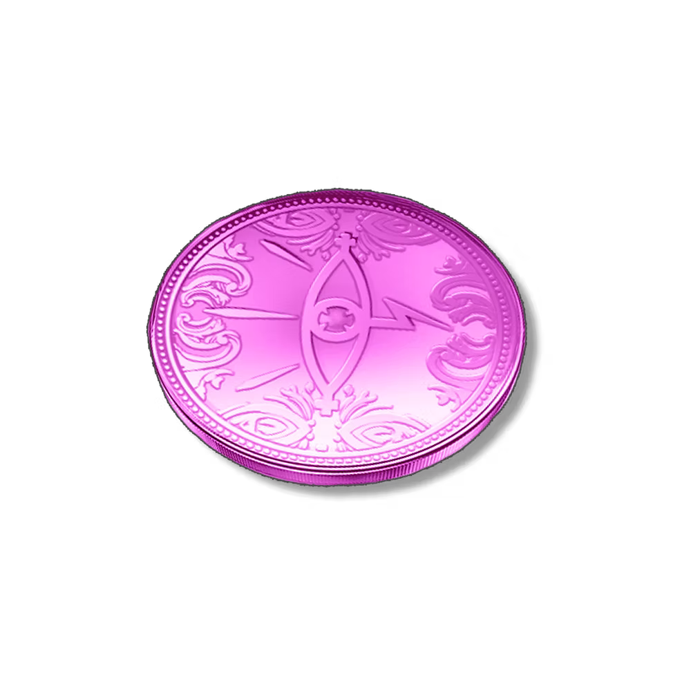 Rise TCG Candypocalypse exclusive pink metal coin with intricate design for collectors and players