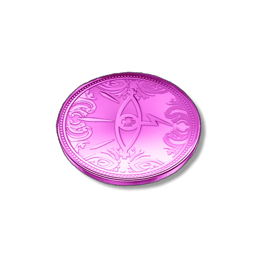 Rise TCG Candypocalypse exclusive pink metal coin with intricate design for collectors and players