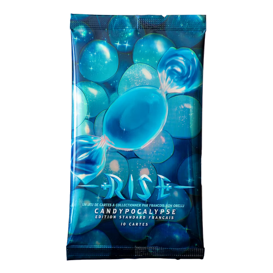 Booster Rise TCG édition Candypocalypse avec illustration Bonbon Menthe et cartes collector colorées