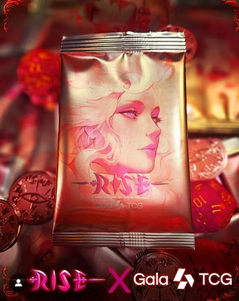 Limited edition Rise TCG booster pack with exclusive Gala TCG artwork and special cards