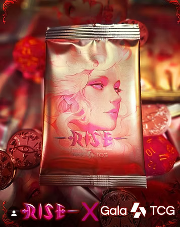 Limited edition Rise TCG booster pack with exclusive Gala TCG artwork and special cards