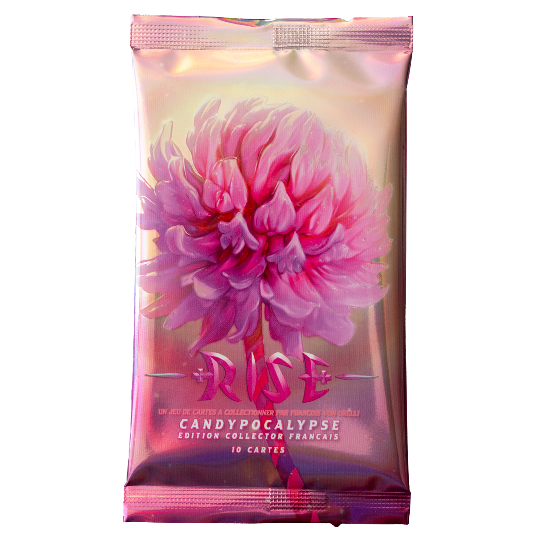 Rise TCG Candypocalypse collector booster pack with pink floral Tréfle Sucrée illustration