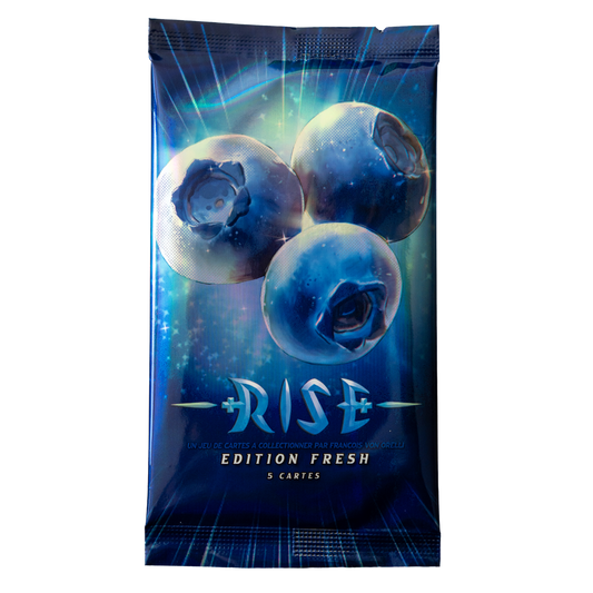 Rise TCG Fresh Edition booster pack featuring Myrthille illustration with 5 collectible cards