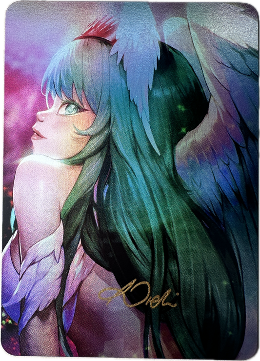 Full Art Vault Pack collectible card featuring fantasy character with green hair and wings, limited edition.