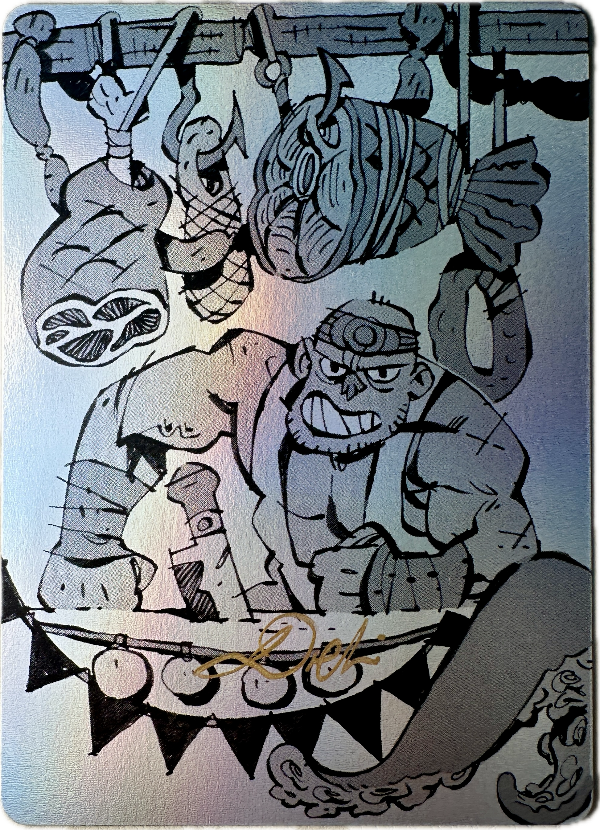 Full Art Vault Pack collectible card featuring Deal du Boucher with intricate monochrome illustration and holographic background