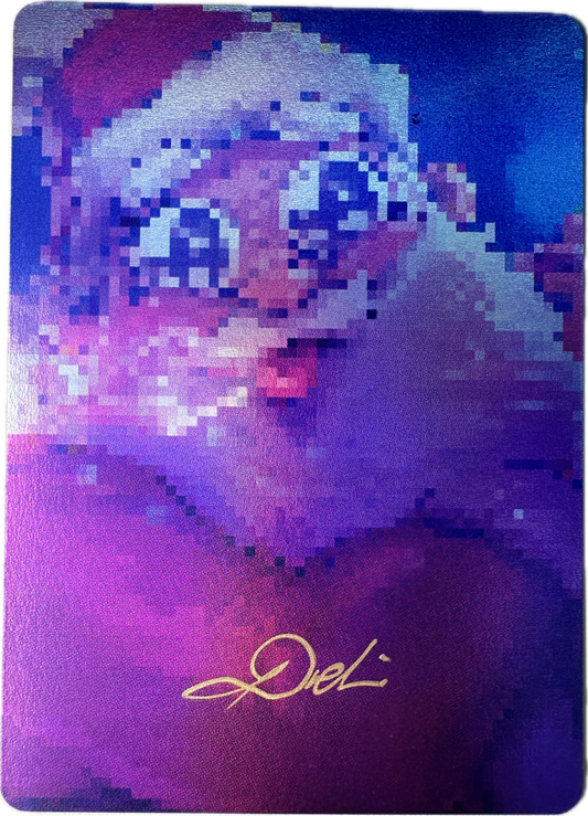 Full Art Vault Pack 2 collectible card featuring pixelated Santa Claus illustration with purple and blue tones