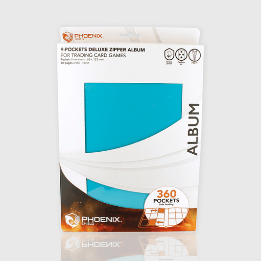 PHOENIX SHIELD Classeur Deluxe Zip 360 cartes (3x3)Bleu Turquoise