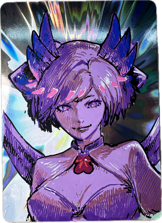 Posca Precious Pack Violetta collectible card featuring purple-haired character with wings against holographic background