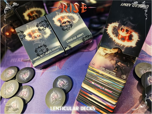 Rise TCG Deck Lenticular featuring Armée des Morts-Vivants cards and game tokens in French packaging