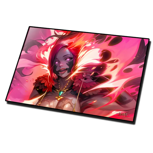 Rise TCG playmat Candypocalypse Burn the Witch featuring fiery witch artwork for card game protection and stability