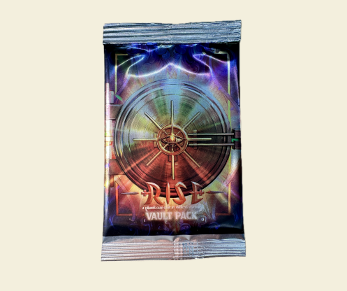 Rise TCG Booster Vault Pack 1 with five exclusive trading cards in holographic packaging