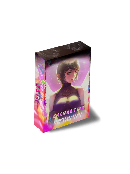 Rise TCG Candypocalypse Enchanté preconstructed deck with fantasy character artwork and vibrant packaging.