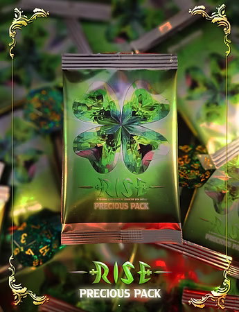Rise TCG Precious Pack limited edition booster with rare four-leaf clover design and gold accents