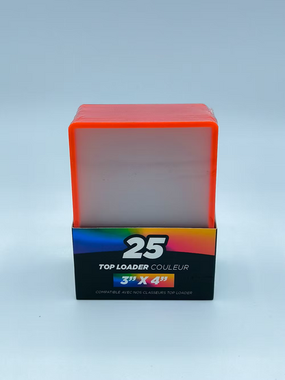 Pack of 25 Tyranobox Top loader card protectors with red colored edges for 3x4 inch cards